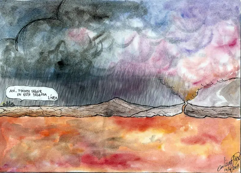 Acá, pidiendo seguir en esta delgada línea - Caricatura - 20/10/14