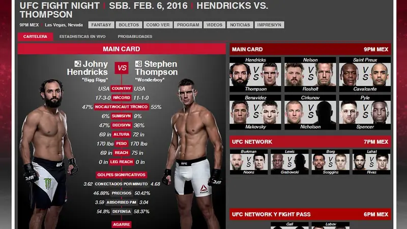 Cambios en las carteleras de la UFC