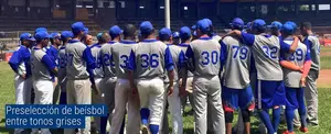 Preselección de beisbol entre tonos grises