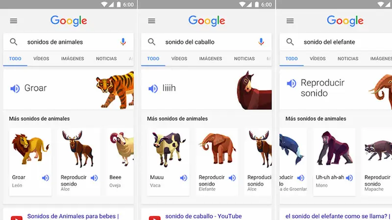 Google ahora te dice qué sonido hacen los animales desde su buscador