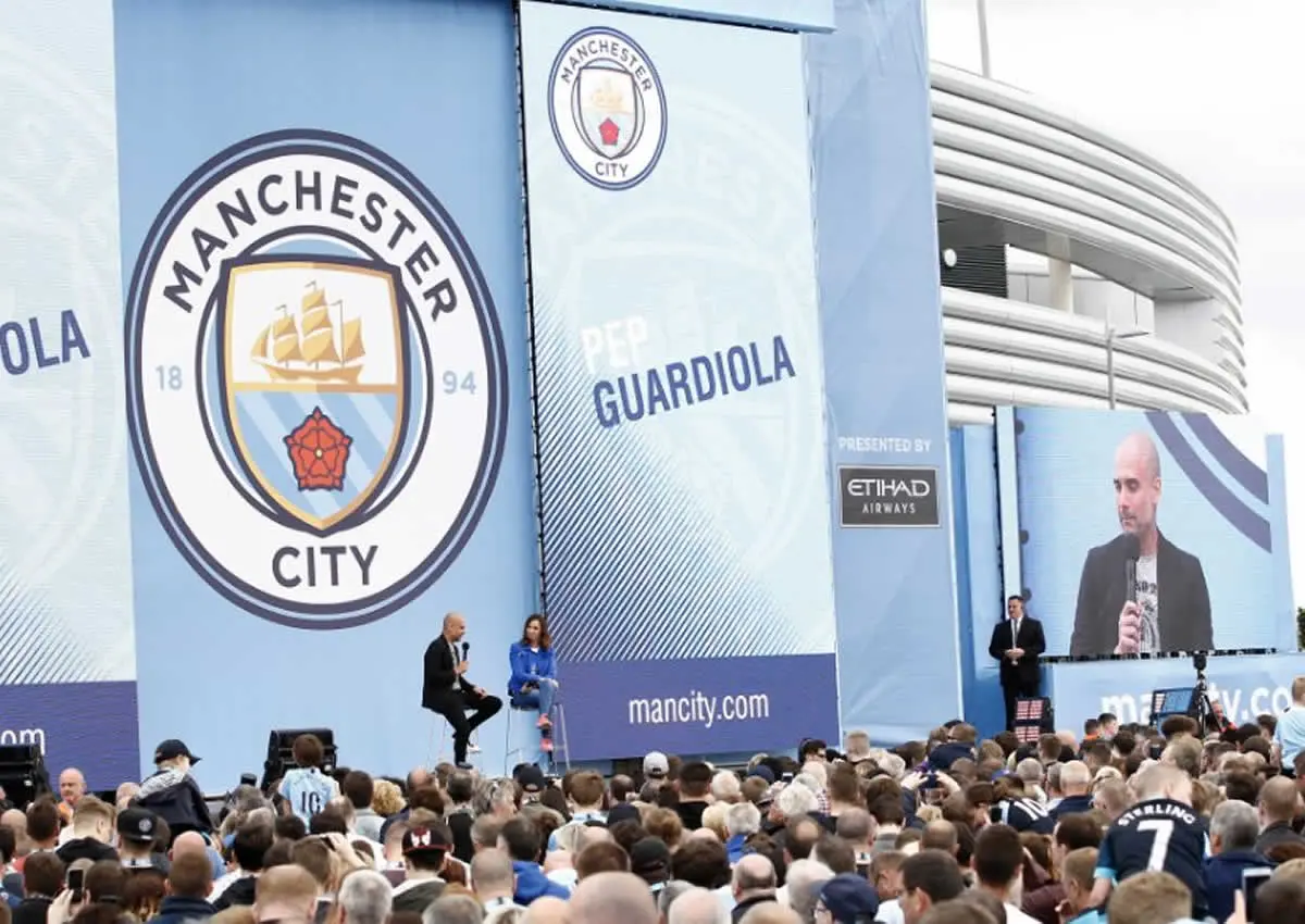 Presentación de Pep Guardiola en el Manchester City