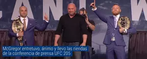 McGregor entretuvo, ánimo y llevo las riendas de la conferencia de prensa UFC 205