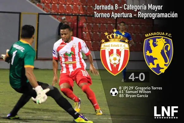 Real Estelí golea al Managua FC en partido de reprogramación y se mantiene invicto