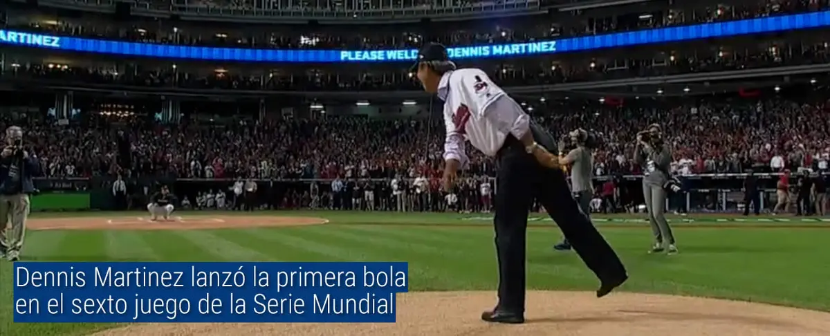 Dennis Martinez lanzó la primera bola en el sexto juego de la Serie Mundial (+Video)