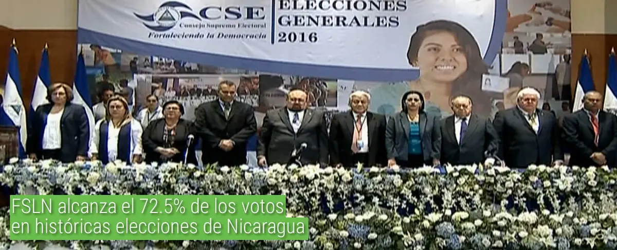 FSLN alcanza el 72.5% de los votos en históricas elecciones de Nicaragua