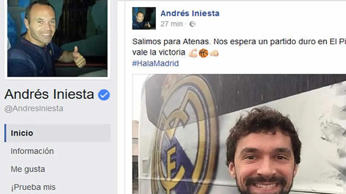 Andrés Iniesta expresó "Hala Madrid" en Facebook