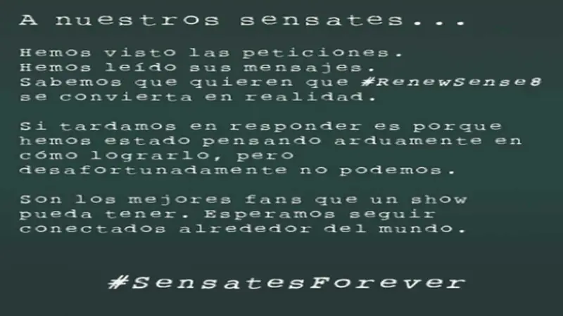 Netflix responde a sus fanas acerca de la cancelación de Sense8