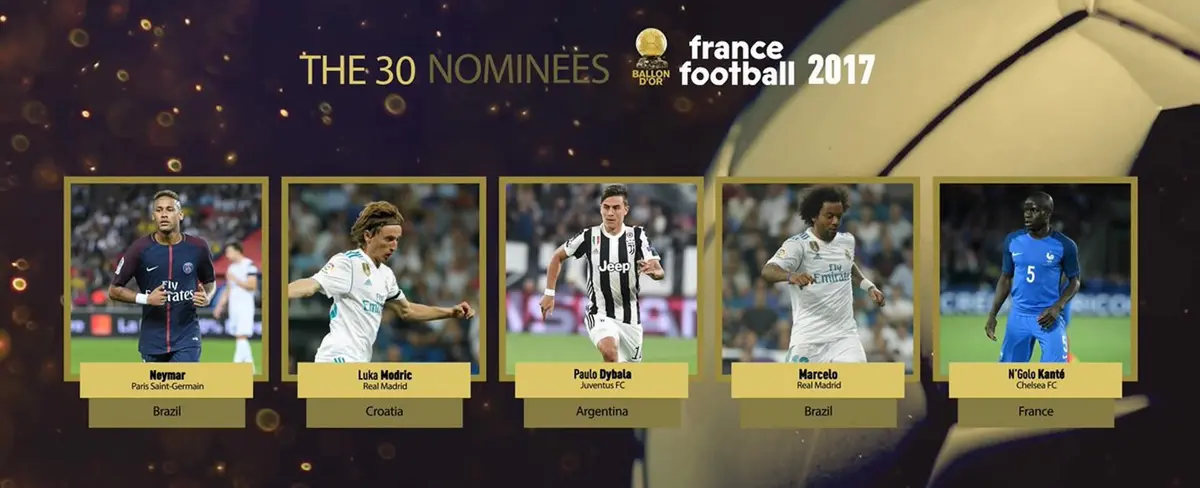 Los 30 nominados al Balón de Oro 2017 ya no son un secreto