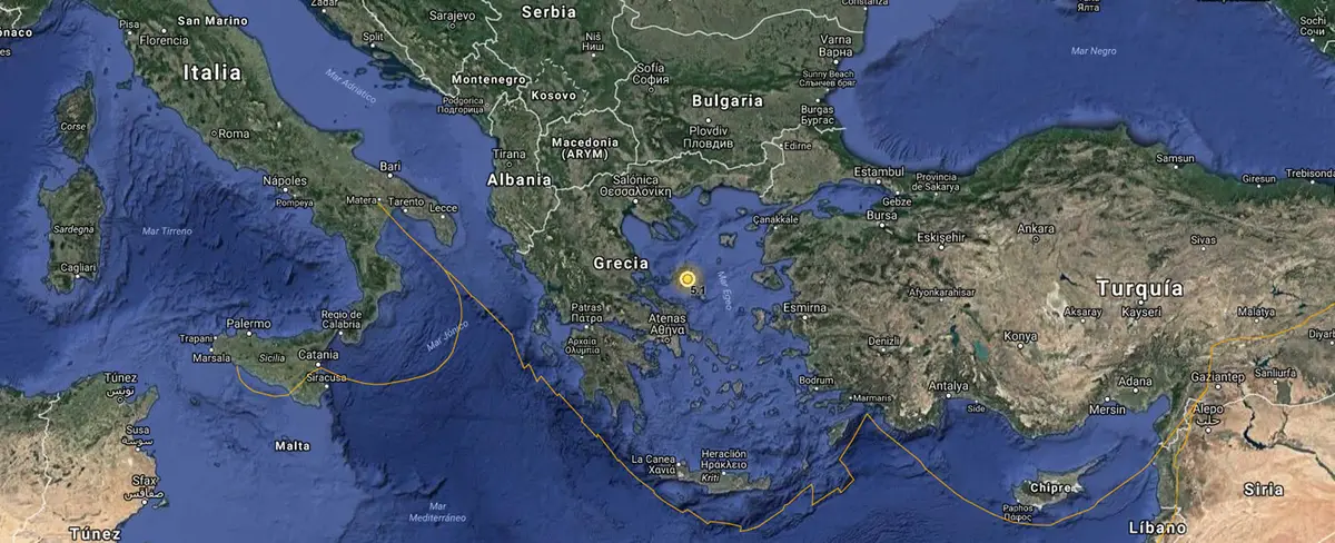 Grecia sufre sismo de 5.1 cerca de sus costas en el Mar Egeo
