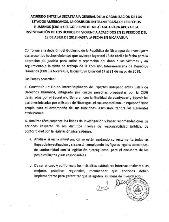 OEA organiza grupo de expertos independientes para investigar muertes por violencia en Nicaragua