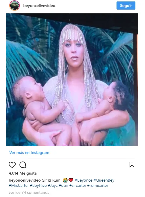 Beyoncé presume a sus mellizos durante su más reciente presentación