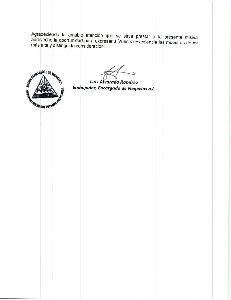 Gobierno de Nicaragua entregada Nota de Protesta a los Estados Miembros de la OEA