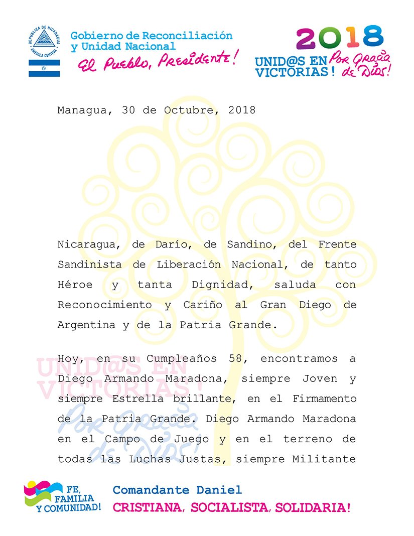 Daniel y Rosario envían mensaje de felicitaciones a Diego Armando Maradona en su cumpleaños