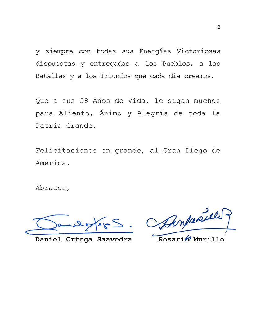 Daniel y Rosario envían mensaje de felicitaciones a Diego Armando Maradona en su cumpleaños