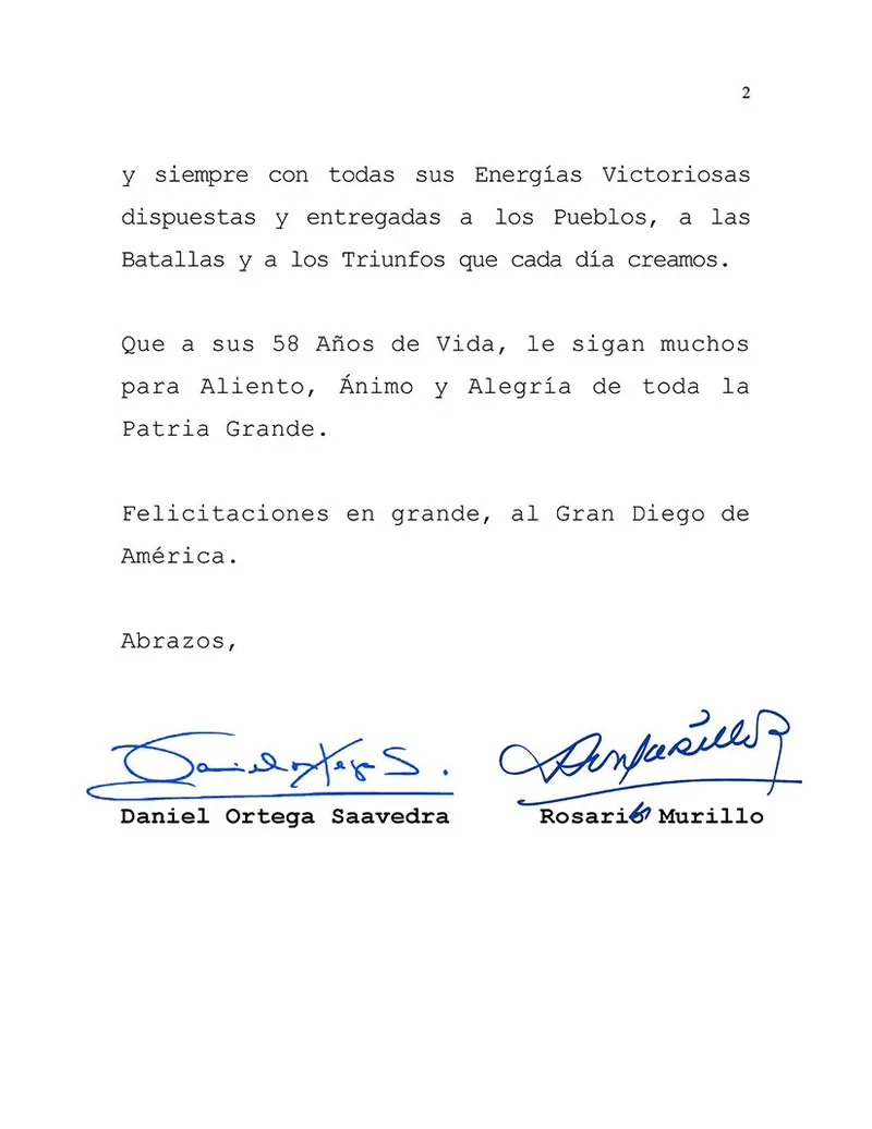 Daniel y Rosario envían mensaje de felicitaciones a Diego Armando Maradona en su cumpleaños