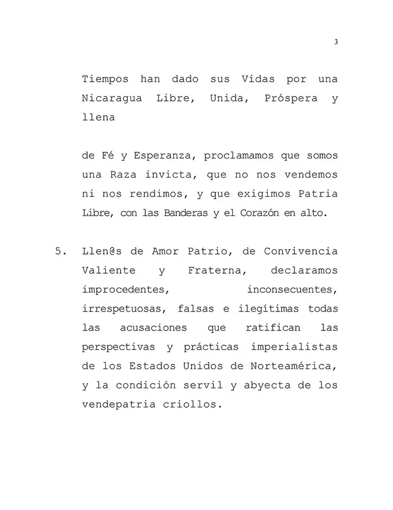 Gobierno de Nicaragua rechaza contundentemente Orden Ejecutiva emitida por el Gobierno de Estados Unidos