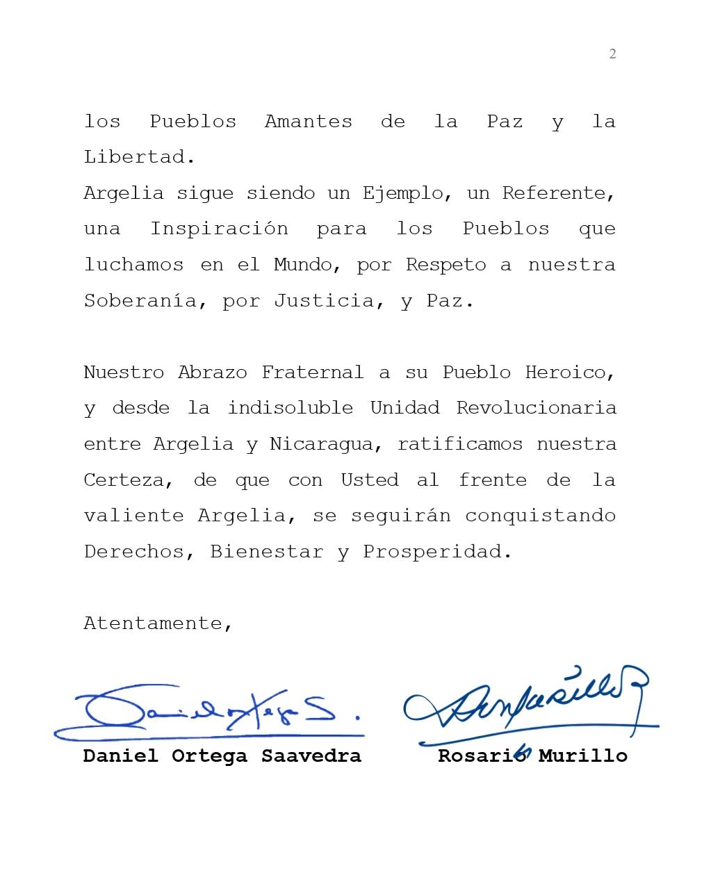 Nicaragua saluda el 64 aniversario de la Revolución del pueblo argelino&nbsp;