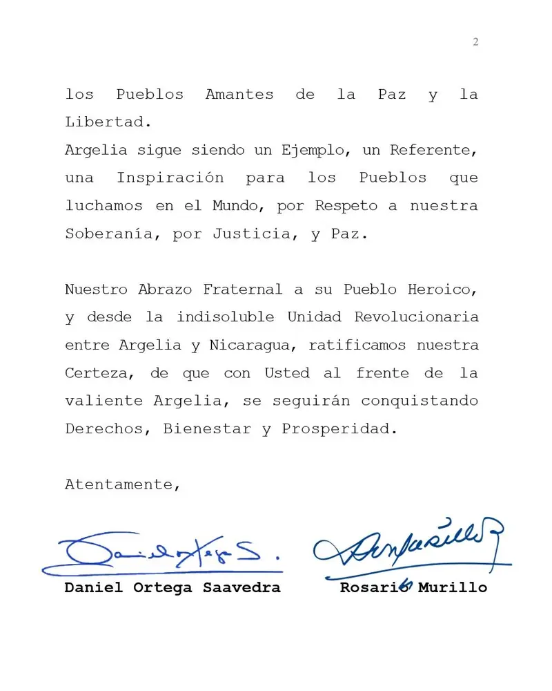 Nicaragua saluda el 64 aniversario de la Revolución del pueblo argelino&nbsp;
