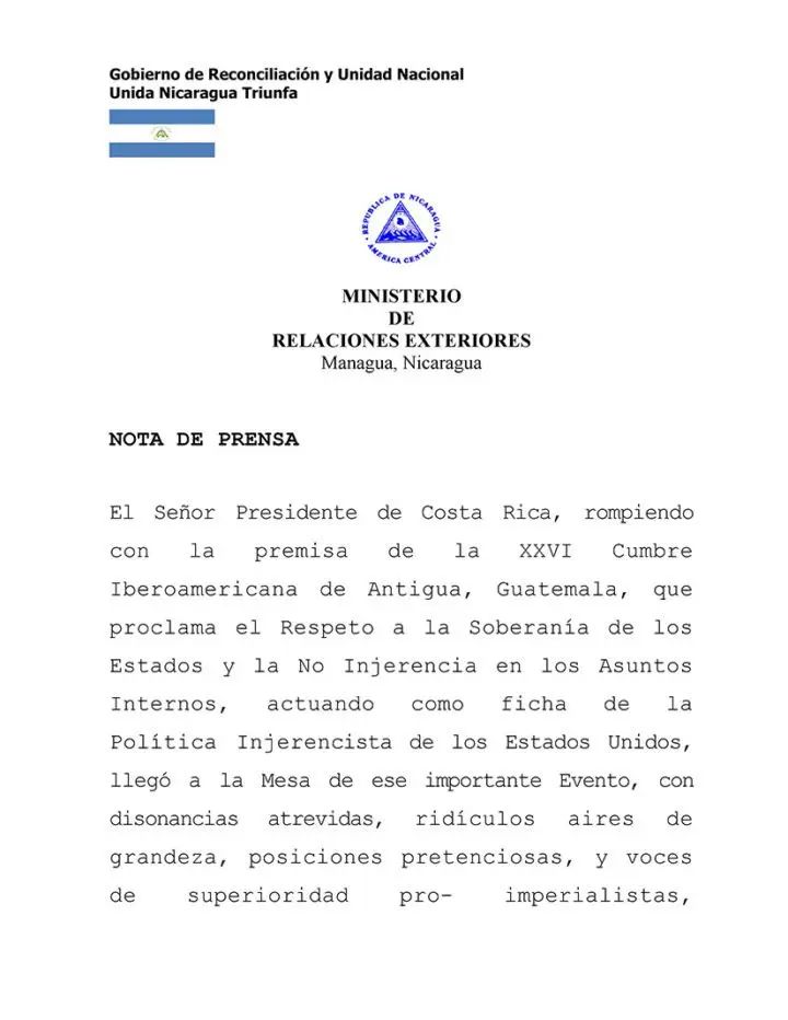 Ministerio de Relaciones Exteriores emite Nota de Prensa 