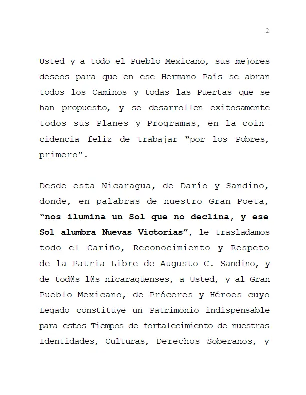 Gobierno de Reconciliación felicita al nuevo Presidente de México, Andrés Manuel López Obrador