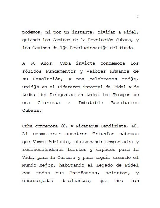 Daniel y Rosario saludan el 60 aniversario de la gloriosa Revolución Cubana