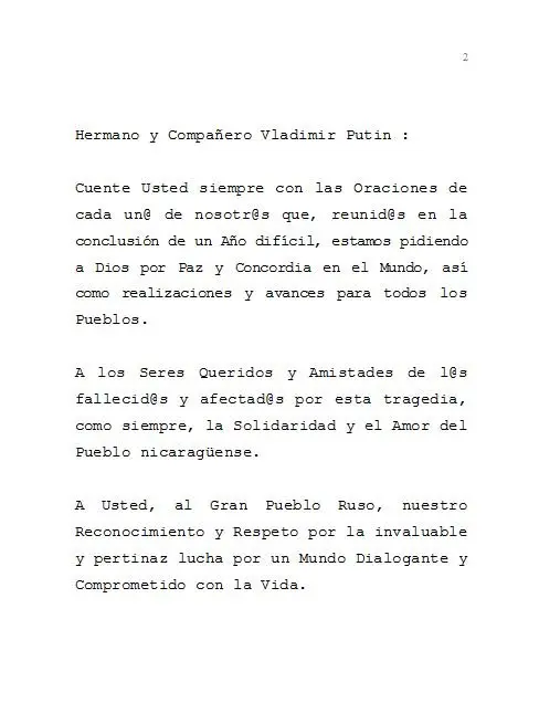 Daniel y Rosario envían mensaje de solidaridad al presidente ruso, tras accidente en&nbsp;Magnitogorsk
