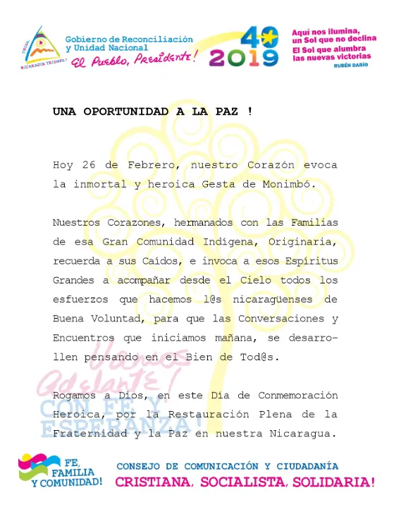 UNA OPORTUNIDAD A LA PAZ !
