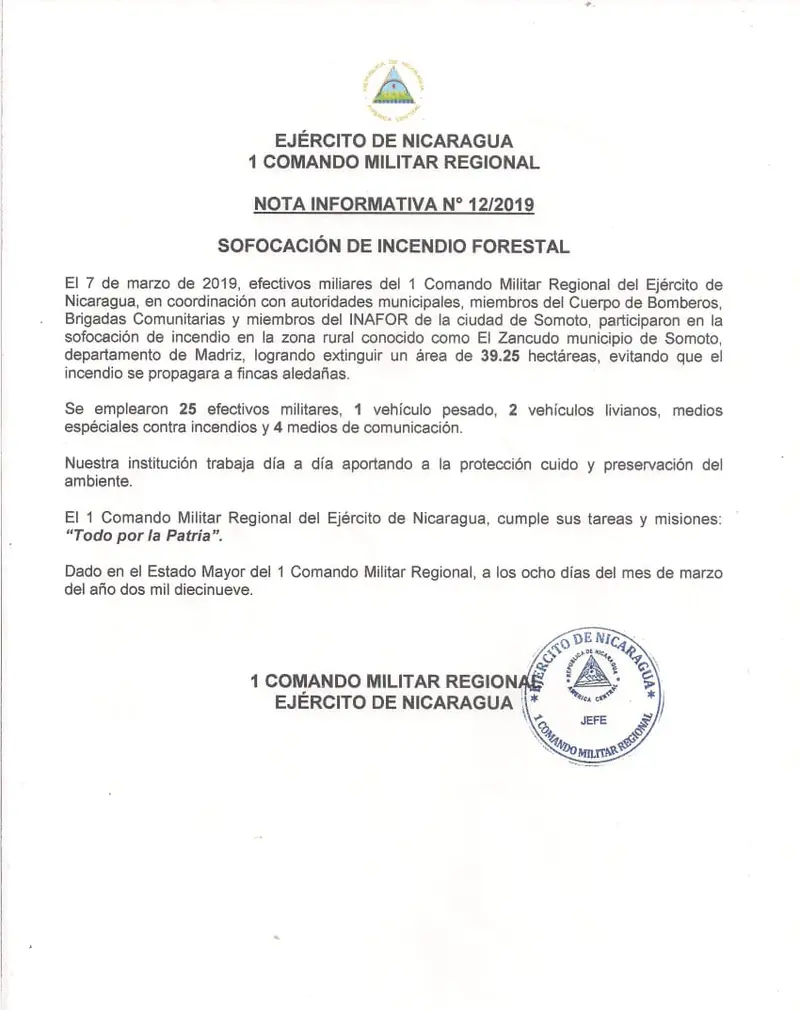 COMUPRED sofoca incendio forestal en una comunidad de Somoto