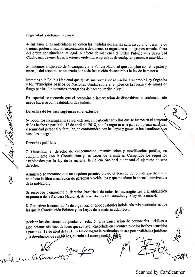 Acuerdos para fortalecer los Derechos y Garantías Ciudadanas en Nicaragua