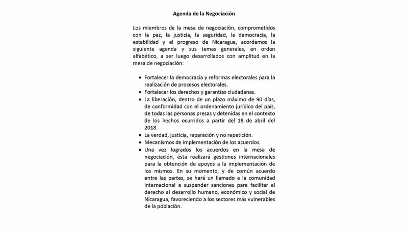 Séptimo comunicado de la Mesa de Negociación por el Entendimiento y la Paz en Nicaragua