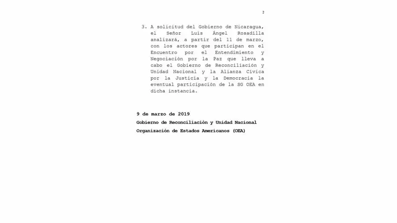 Comunicado Conjunto del Gobierno de Nicaragua y la OEA