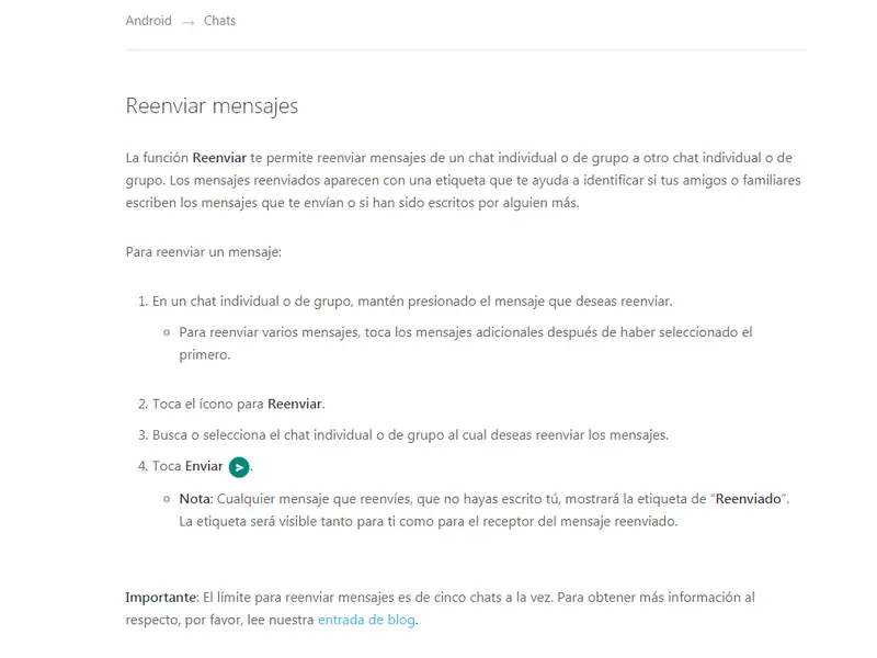 WhatssAp dispone función de “reenvió de mensaje” sólo para android