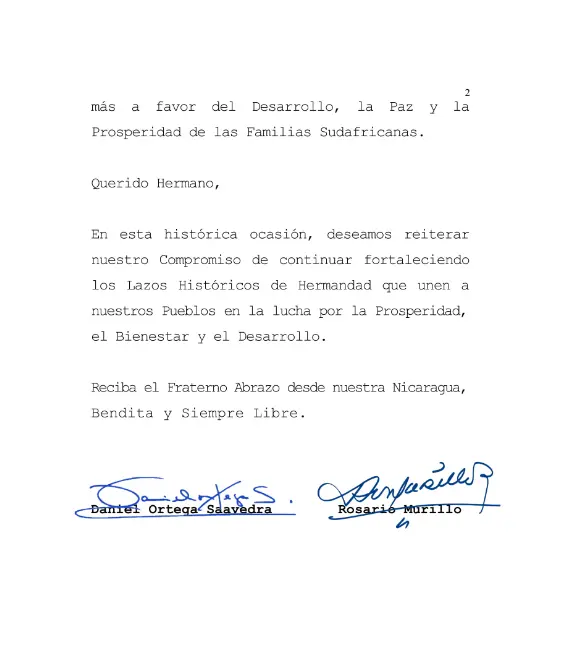 Gobierno de Nicaragua envía felicitaciones al Presidente de la República de Sudáfrica, Cyril Ramaphosa tras victoria electoral