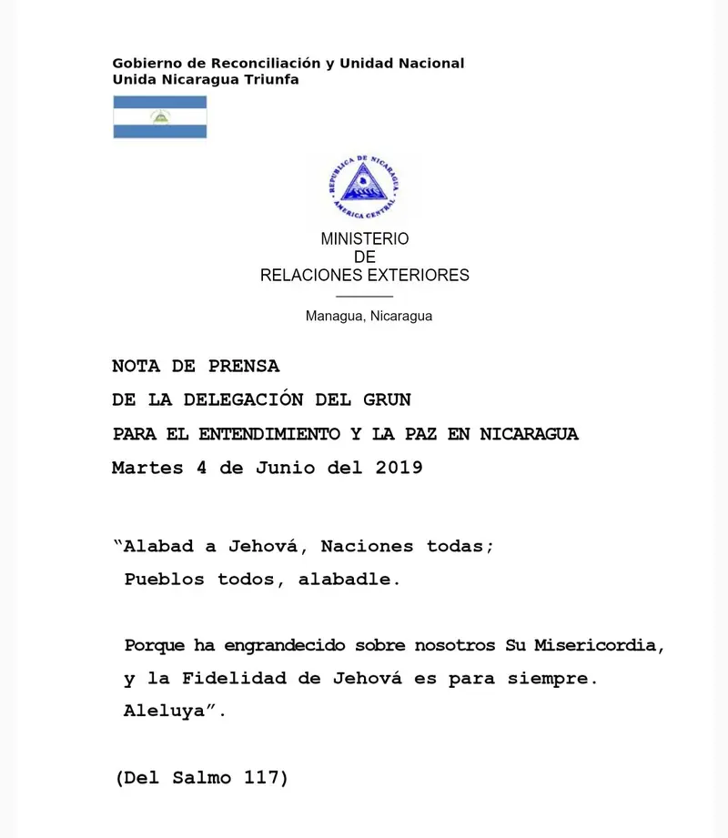 GRUN sigue trabajando en el fortaleciendo de la Democracia según la Constitución de Nicaragua