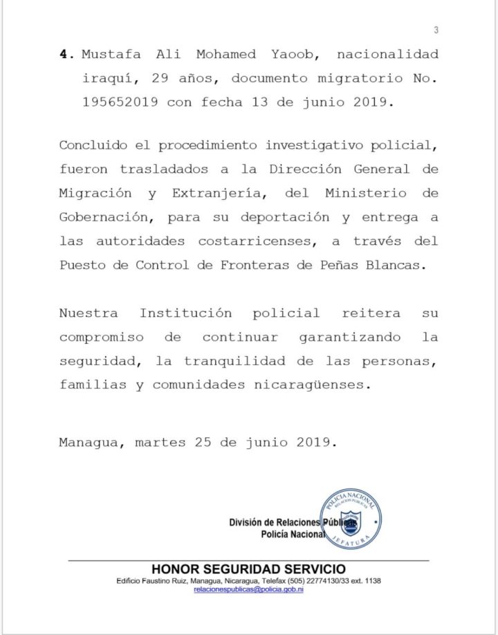Ejército de Nicaragua captura a supuestos miembros de ISIS