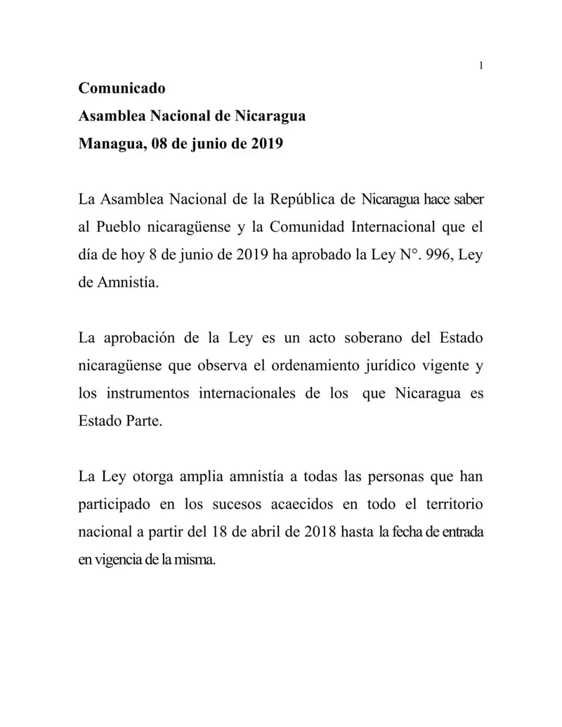 Con 70 votos a favor La Asamblea Nacional aprueba Ley de Amnistía para involucrados en golpismo