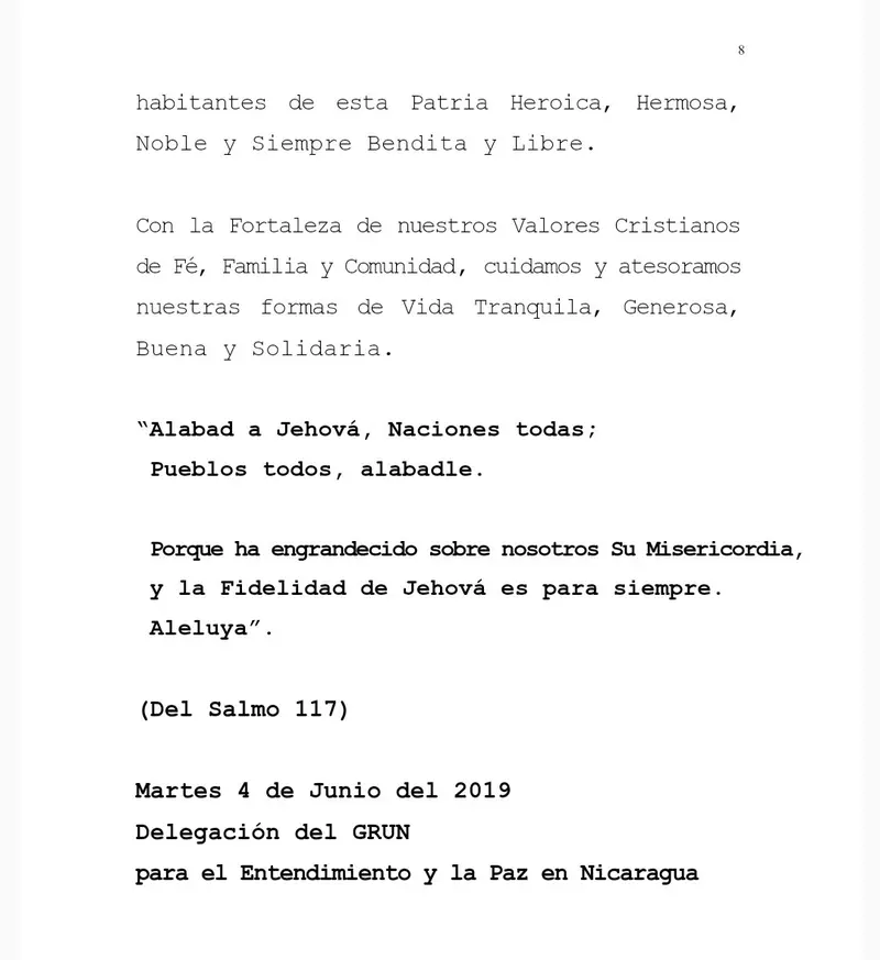 GRUN sigue trabajando en el fortaleciendo de la Democracia según la Constitución de Nicaragua