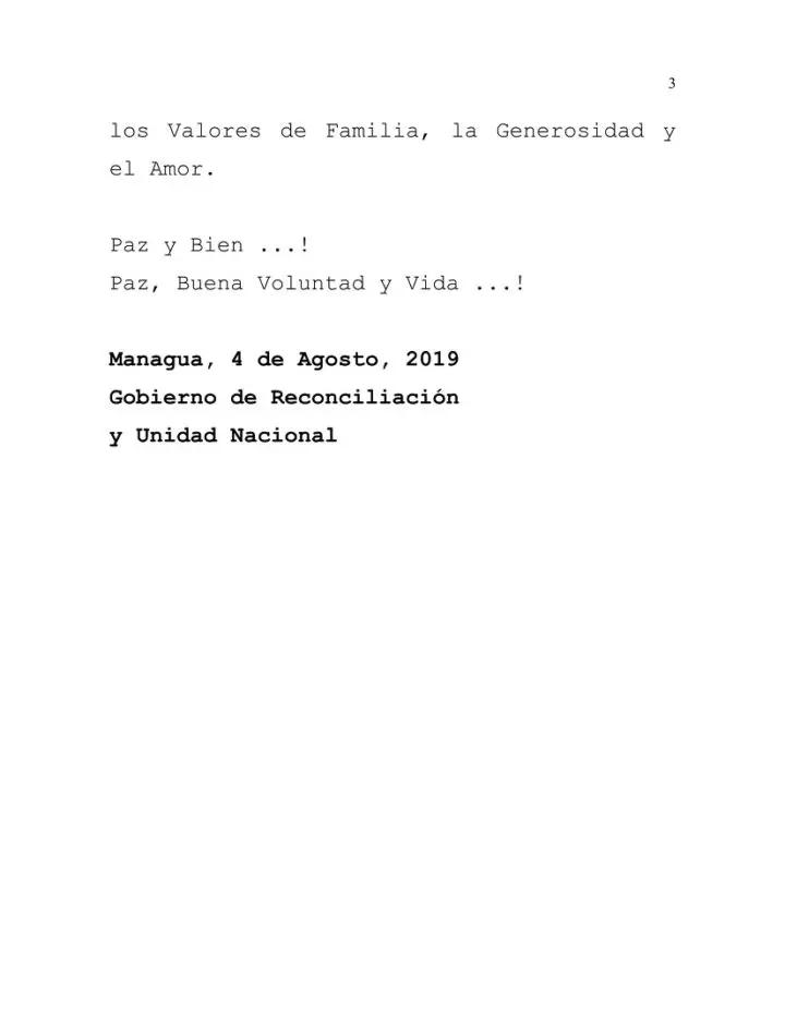 Gobierno Nicaragua mensaje víctimas tiroteo