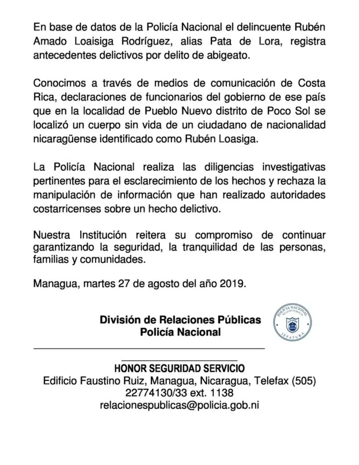 Policía Nacional rechaza manipulación