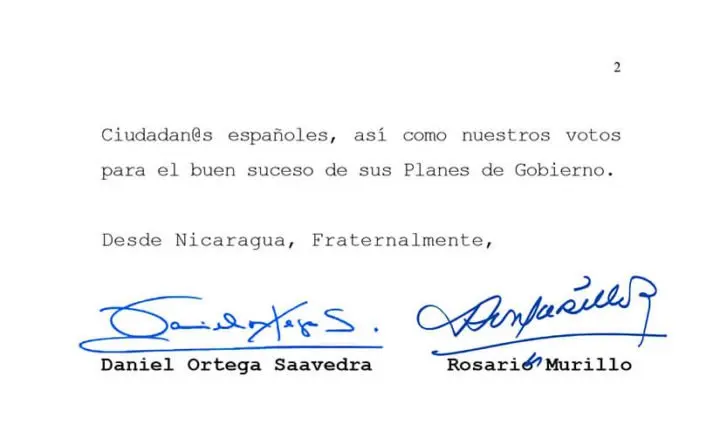 Gobierno de Nicaragua saluda a nuevo presidente de España