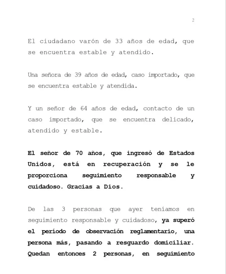 Nicaragua continua con 4 casos activos estables de COVID 19