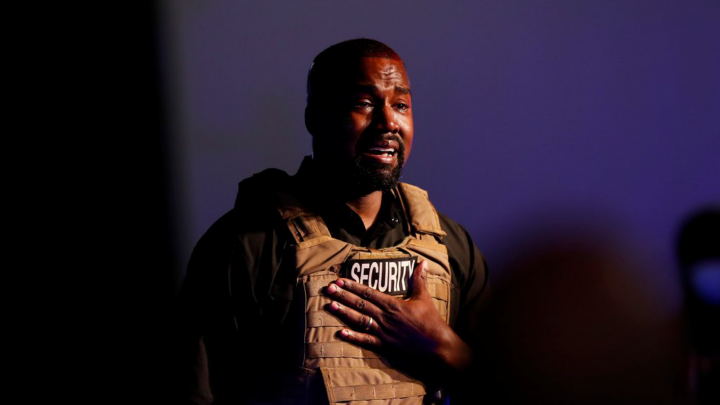 Kanye West durante su primer mitin de campaña en North Charleston (Carolina del Sur, EE.UU.), 19 de julio de 2020.