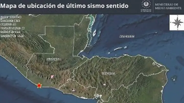 Mapa de ubicación donde se sintió el movimiento telúrico