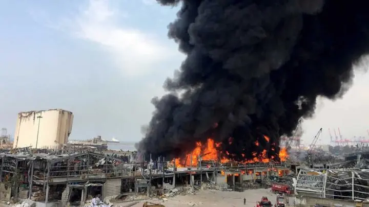 Incendio en Puerto Beirut, Líbano.