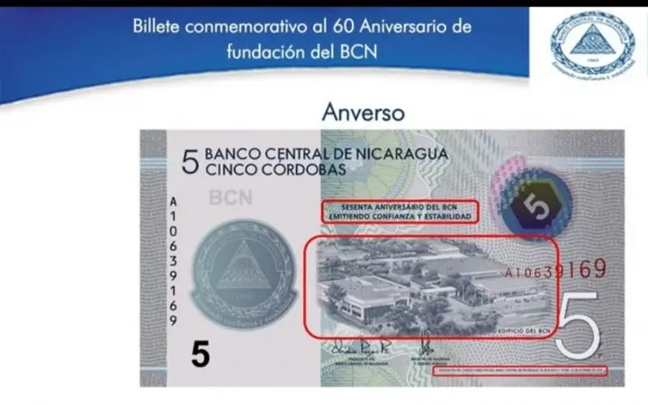 Este primero de octubre comenzará a circular nuevo billete de 5 córdobas