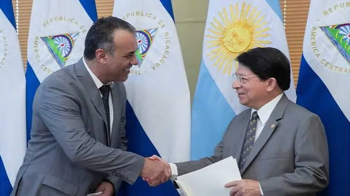 Embajador de Argentina el Sr. Mateo Daniel Capitanich&nbsp; y Canciller de Nicaragua Denis Moncada.