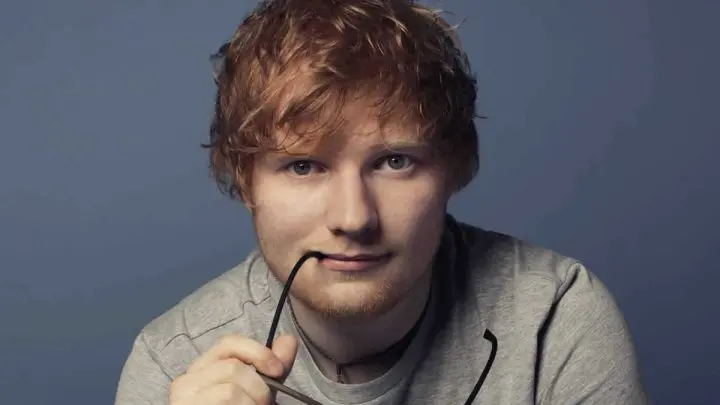 Ed Sheeran sostiene unos anteojos