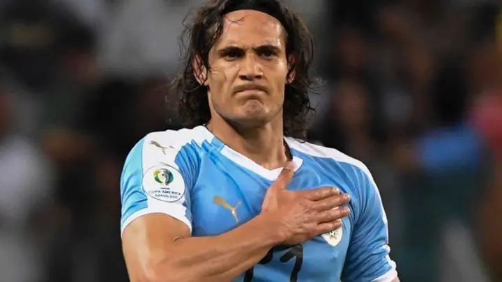 Cavani, en un partido con la selección de Uruguay.