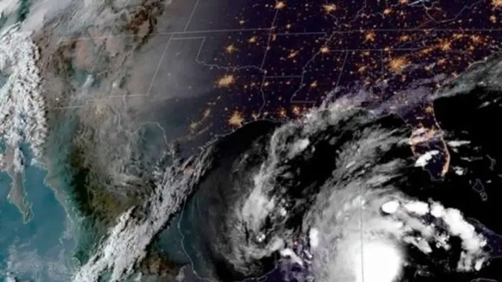 Vista satelital del Huracán Delta.