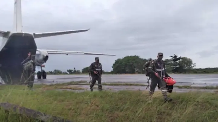 Efectivos militares llegando a Puerto Cabezas.